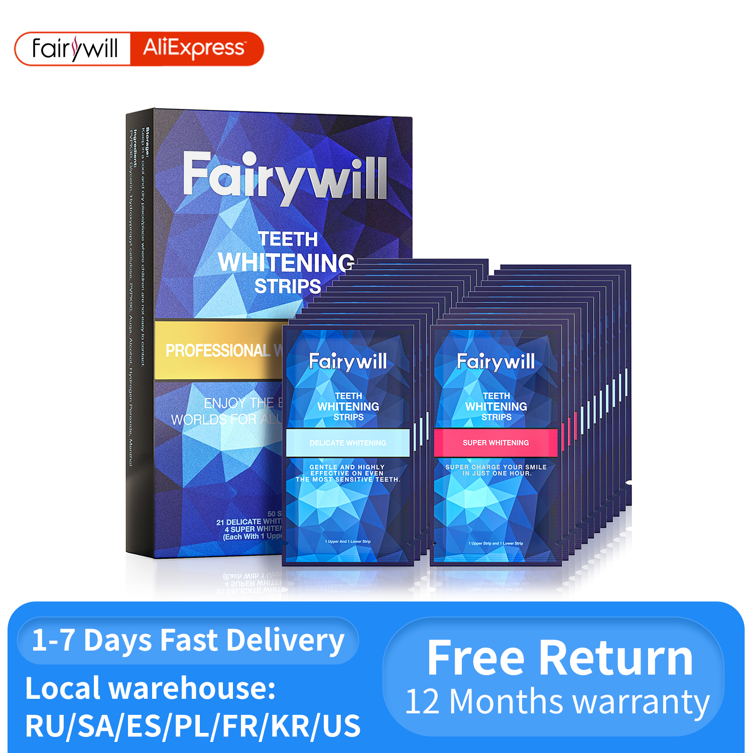 Teeth Whitening Effects - Fairywill White Teeth Whitening Strips Professional