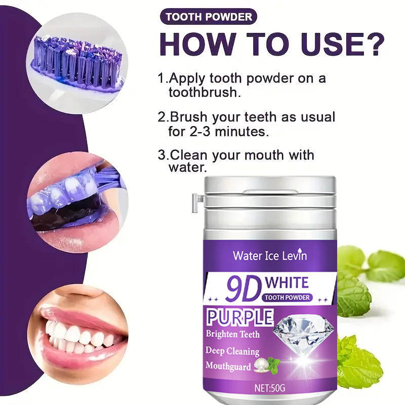 9D White Purple Toothpowder. B - Teeth Whitening Co recensie en prijs